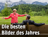 Angela Merkel talks und Barack Obama