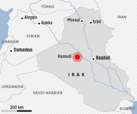 © APA/ORF.at Karte zeigt die Stadt Ramadi im Irak