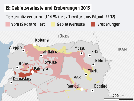 Karte zu den Gebietsverlusten des IS