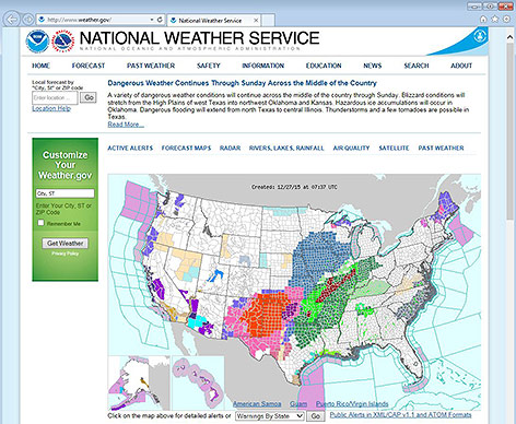 © Screenshot www.weather.gov Screenshot www.weather.gov