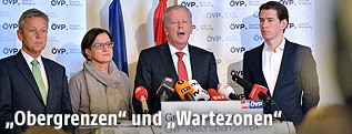 &Ouml;VP-Klubobmann Reinhold Lopatka, Innenministerin Johanna Mikl-Leitner, Vizekanzler Reinhold Mitterlehner und Au&szlig;enminister Sebastian Kurz