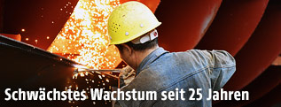 Chinesischer Stahlarbeiter beim Schweißen
