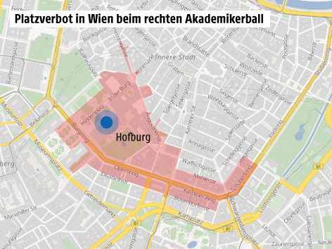 Karte zur Sperrzone beim Akademikerball
