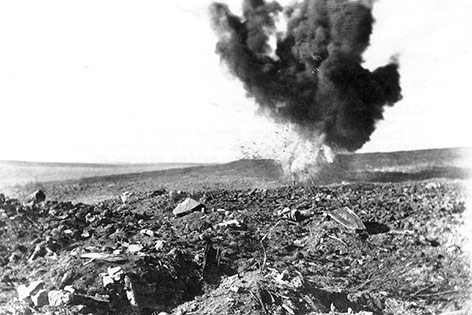 Verdun, explodierende Granate, 1916