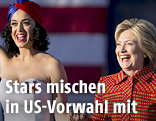 US-Sängerin Kate Perry und die demokratische US-Präsidentschaftskandidatin Hillary Clinton