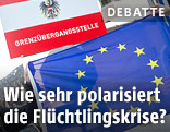 EU-Fahne an österreichischem Grenzübergang