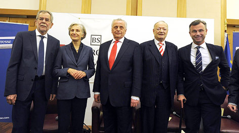 © APA/Herbert Pfarrhofer Alexander van der Bellen, Irmgard Griss, Rudolf Hundstorfer, Andreas Khol und Norbert Hofer