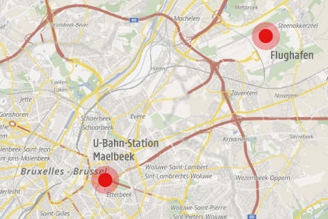 © Omniscale/OSM/ORF.at Karte von Brüssel mit dem Flughafen