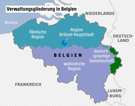 © Grafik: ORF.at; Quelle: TUBS unter CC BY-SA 3.0 Karte zeigt die Verwaltungsgliederung in Belgien