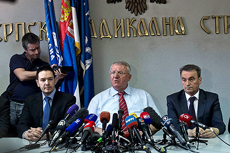 Vojislav Seselj bei einer Pressekonferenz