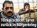 Syrische Fl&uuml;chtlinge an t&uuml;rkischer Grenze