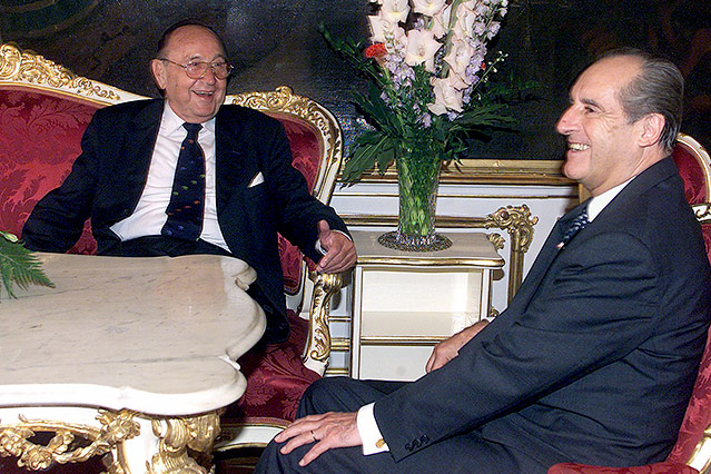 © APA/Herbert Pfarrhofer Deutscher Ex-Außenminister Hans-Dietrich Genscher 2000 bei Bundespräsident Thomas Klestil