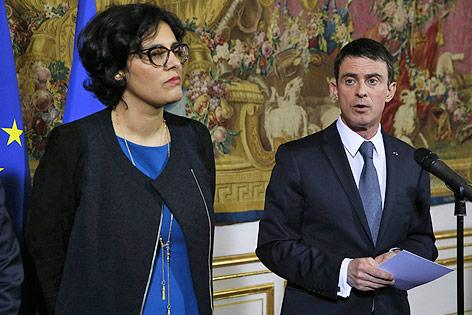 Die französische Arbeitsministerin Myriam El-Khomri und Premierminister Manuel Valls