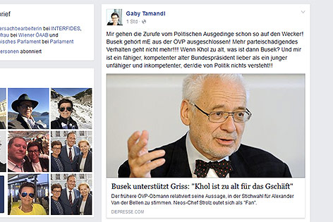 © Screenshot: www.facebook.com/gaby.tamandl Screenshot von Facebook der Seite von Gabriele Tamandl