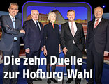 Dr. Alexander Van der Bellen, Rudolf Hundstorfer, Dr. Irmgard Griss, Ing. Norbert Hofer, Dr. Andreas Khol