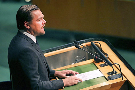 © APA/AFP/Getty Images/Spencer Platt Schauspieler Leonardo DiCaprio spricht im UNO-Hauptquartier in New York