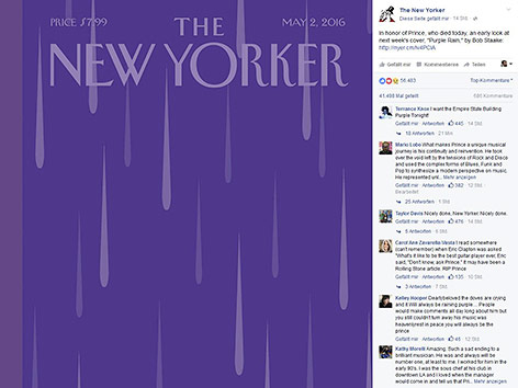 © Screenshot von Facebook der Seite The New Yorker Prince Nachruf auf Facebook