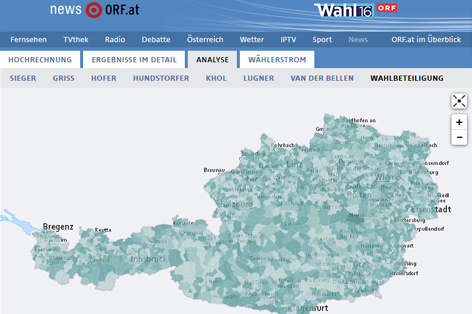 © ORF.at Bild der Gemeindwahlkarte zur Bundespräsidentschaftswahl