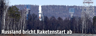 Russische Soyus-Rakete im Weltraumbahnhof Wostotschny