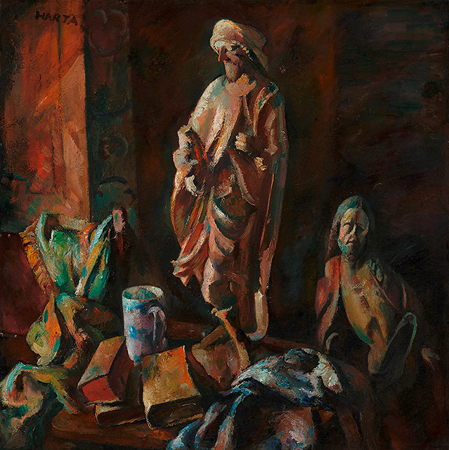 © Salzburg Museum Gemälde von Felix A. Harta - Stillleben mit gotischen Figuren
