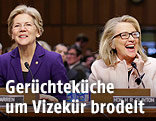 US-Senatorin Elizabeth Warren und die demokratische Präsidentschaftskandidatin Hillary Clinton