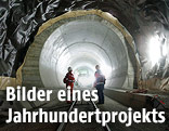 Arbeiter im Gotthard-Tunnel