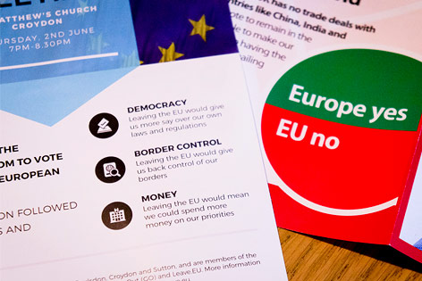 © picturedesk.com/CTK/Libor Sojka Flyer von "Brexit"-Befürwortern