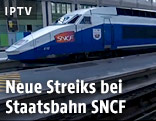Zug der französischen Staatsbahn SNCF in einem Bahnhof