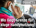 Autofahrende Frau mit Handy am Ohr