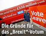 Brexit-Befürworter hält Schild mit Slogan