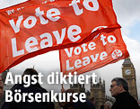 Befürworter des "Brexit" mit Fahnen