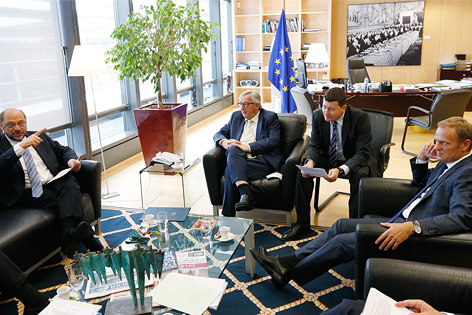 © AP/Francois Lenoir Martin Schultz, Jean-Claude Juncker und Donald Tusk