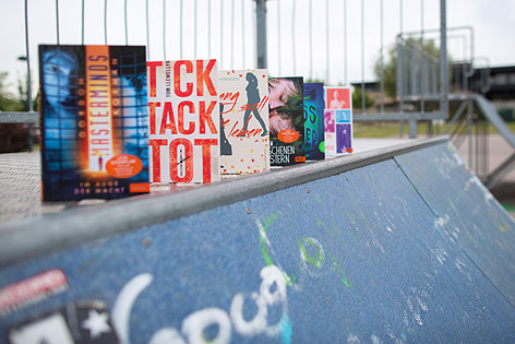 © ORF.at/Michael Baldauf Bücher in einem Skaterpark