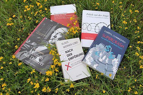© ORF.at/Michael Baldauf Bücher auf einer Blumenwiese