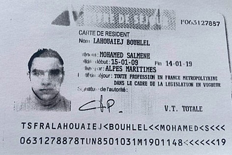 Ausweiskopie von Mohamed Lahouaiej Bouhlel