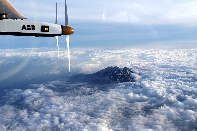 © APA/AFP/Andrè Borschberg
Das Flugzeug "Solar Impulse 2" über Nagano