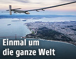 Das Flugzeug "Solar Impulse 2" über der Golden Gate Bridge in San Francisco