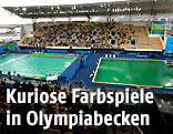 Zwei grüne Wasserbecken bei den Olympischen Spielen in Rio