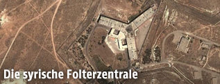 Das syrische Gefängnis Saidnaja aus der Luftperspektive