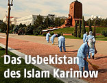 Usbeken bei der Arbeit in einem Park