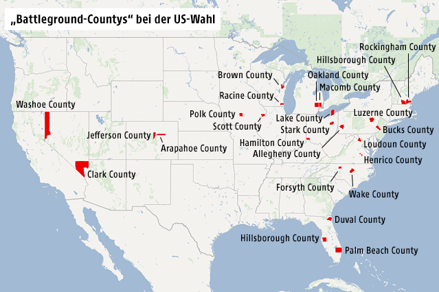 Battleground Countys bei der US-Wahl