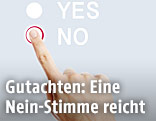 Ein Finger dr&uuml;ckt bei Abstimmung auf No