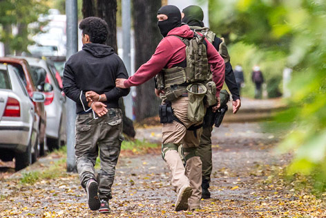 Einsatzkräfte in Chemnitz
