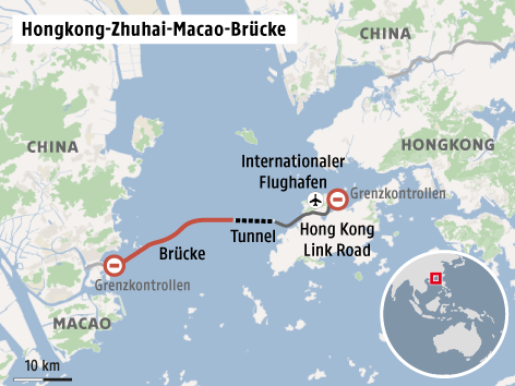 © Grafik: Omniscale/OSM/ORF.at Karte von Hong Kong und Macau