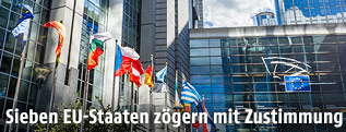 Fahnen vor dem EU-Parlament