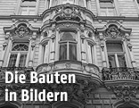 Ornamente und ein Erker auf dem Gebäude der kolumbianischen Botschaft gebaut von den Architekten Fellner und Helmer