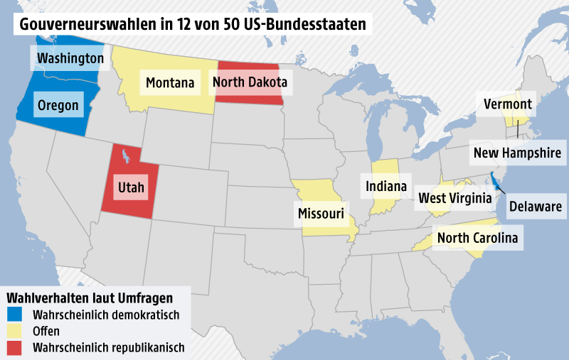 Grafik zu den Gouverneurswahlen in den USA