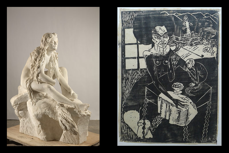 © Wien Museum; Jüdisches Museum Wien Teresa Feodorowna Ries: Hexe bei der Toilette für die Walpurgisnacht; Margarete Hamerschlag: Illustration zu Die Maske des Roten Todes