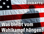 Silhouette eines Mannes auf der US-Flagge