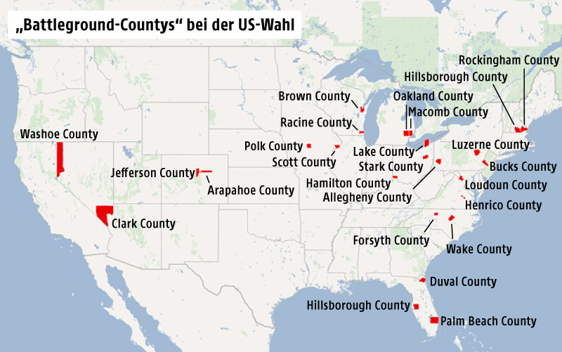 Battleground Countys bei der US-Wahl